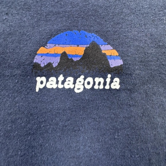 Patagonia Shirt Mens Small Navy Long Sleeve Responsibili-Tee Graphic Crewneck - Picture 3 of 10